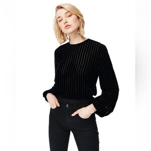 CAMI NYC The Robyn Blouse Black Velvet Silk Pullover Size Small